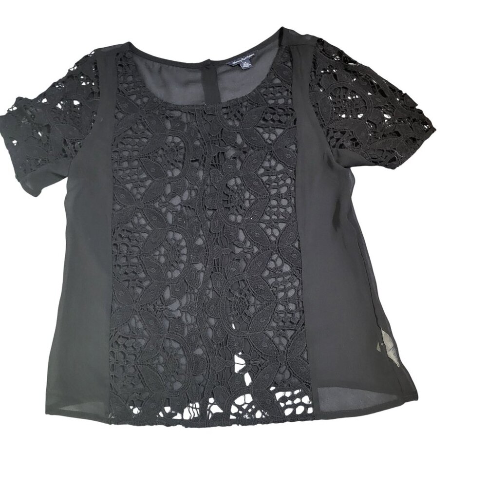 AMERICAN EAGLE Women's Small Y2K Lace Sheer Whimsigoth Fairy Blouse Top - Picture 2 of 12